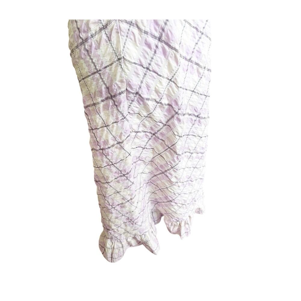 Boston Proper Dress Size Medium Womens Maxi Smocked Plaid Purple Cottagecore - Picture 7 of 12